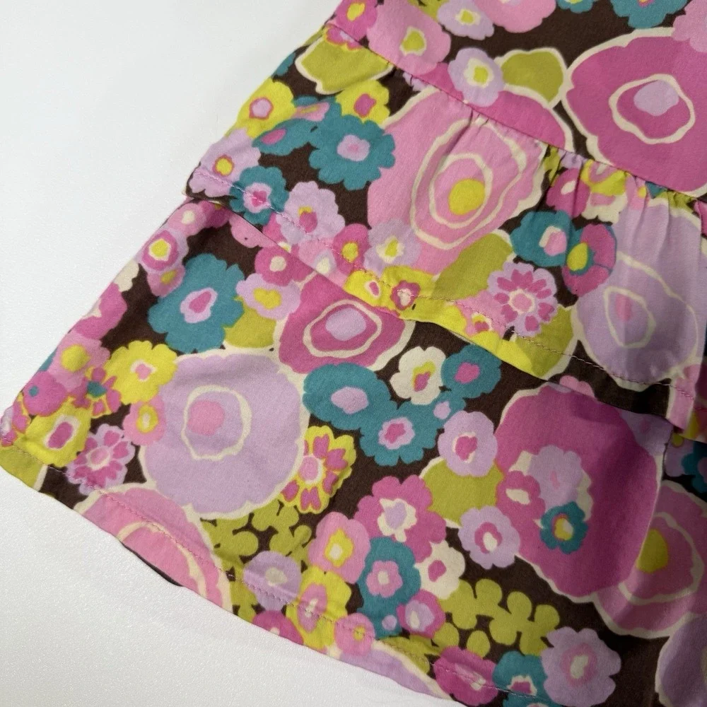 Oshkosh Baby Toddler Girl Brown Pink Floral Dress 3T Kids 100% Cotton Y2K‎ 2000s
